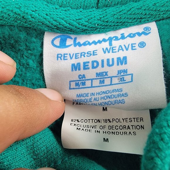 Champion Reverse Weave Womens Medium Green Pullover Sweater Long Sleeve Athletic - Picture 3 of 9